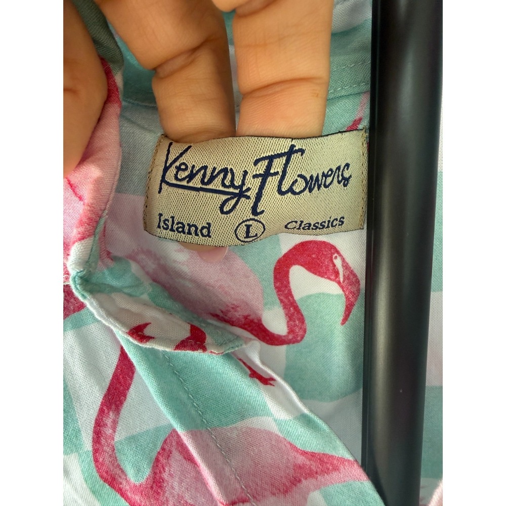 Kenny Flowers Coastal Prep Flamingo Resort Camp Shirt Tropical Mens L Resort - Picture 5 of 8